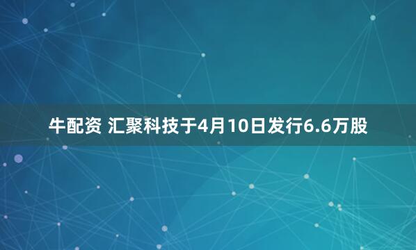 牛配资 汇聚科技于4月10日发行6.6万股