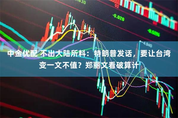 中金优配 不出大陆所料：特朗普发话，要让台湾变一文不值？郑丽文看破算计