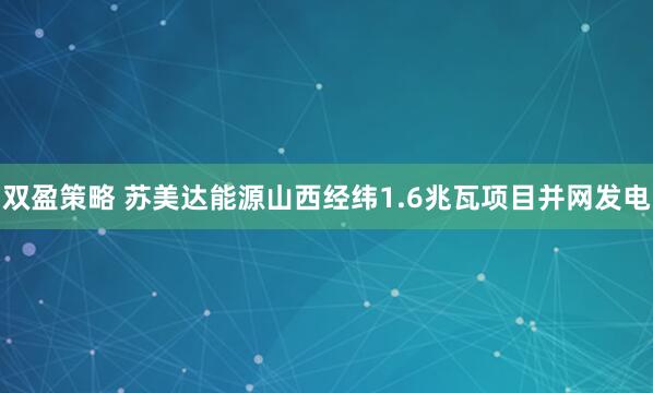 双盈策略 苏美达能源山西经纬1.6兆瓦项目并网发电