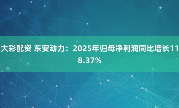 大彩配资 东安动力：2025年归母净利润同比增长118.37%